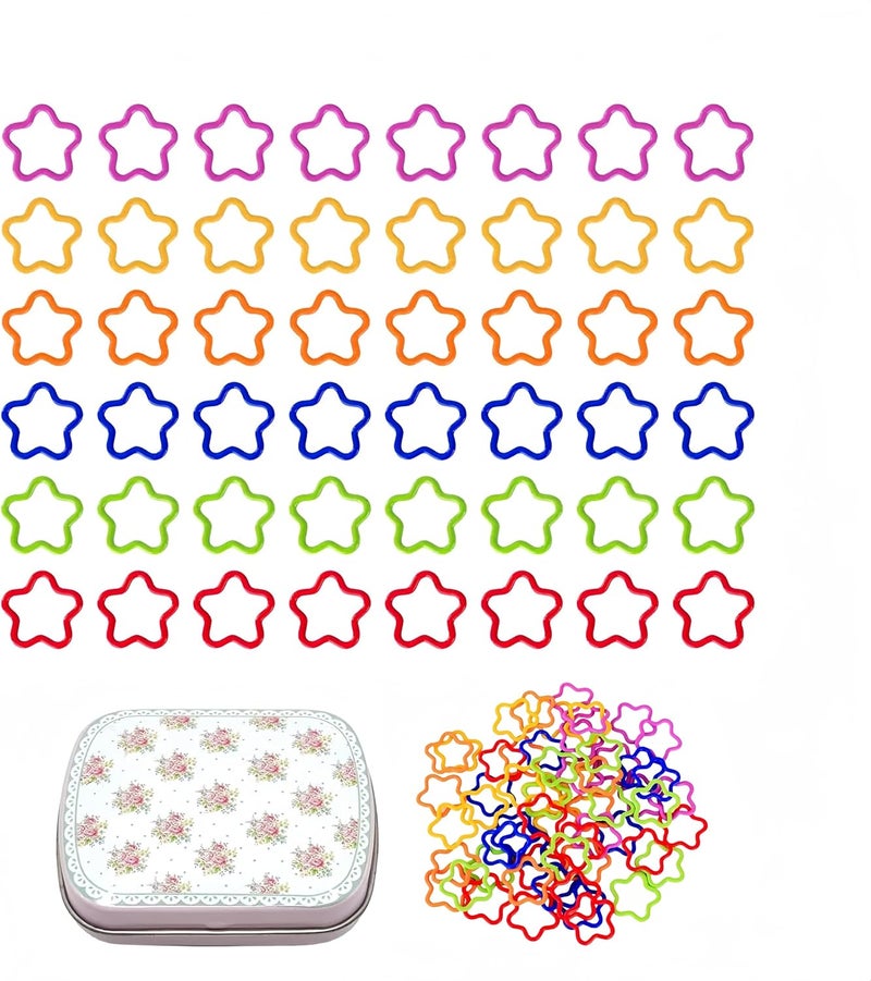 wonofa 50 Pcs Star Metal Stitch Markers, Knitting Stitch Markers Colorful Crochet Stitch Markers with Storage Box for Crocheting Clothing Tag DIY Craft Project(Pentagram-50Pcs) - Image 1